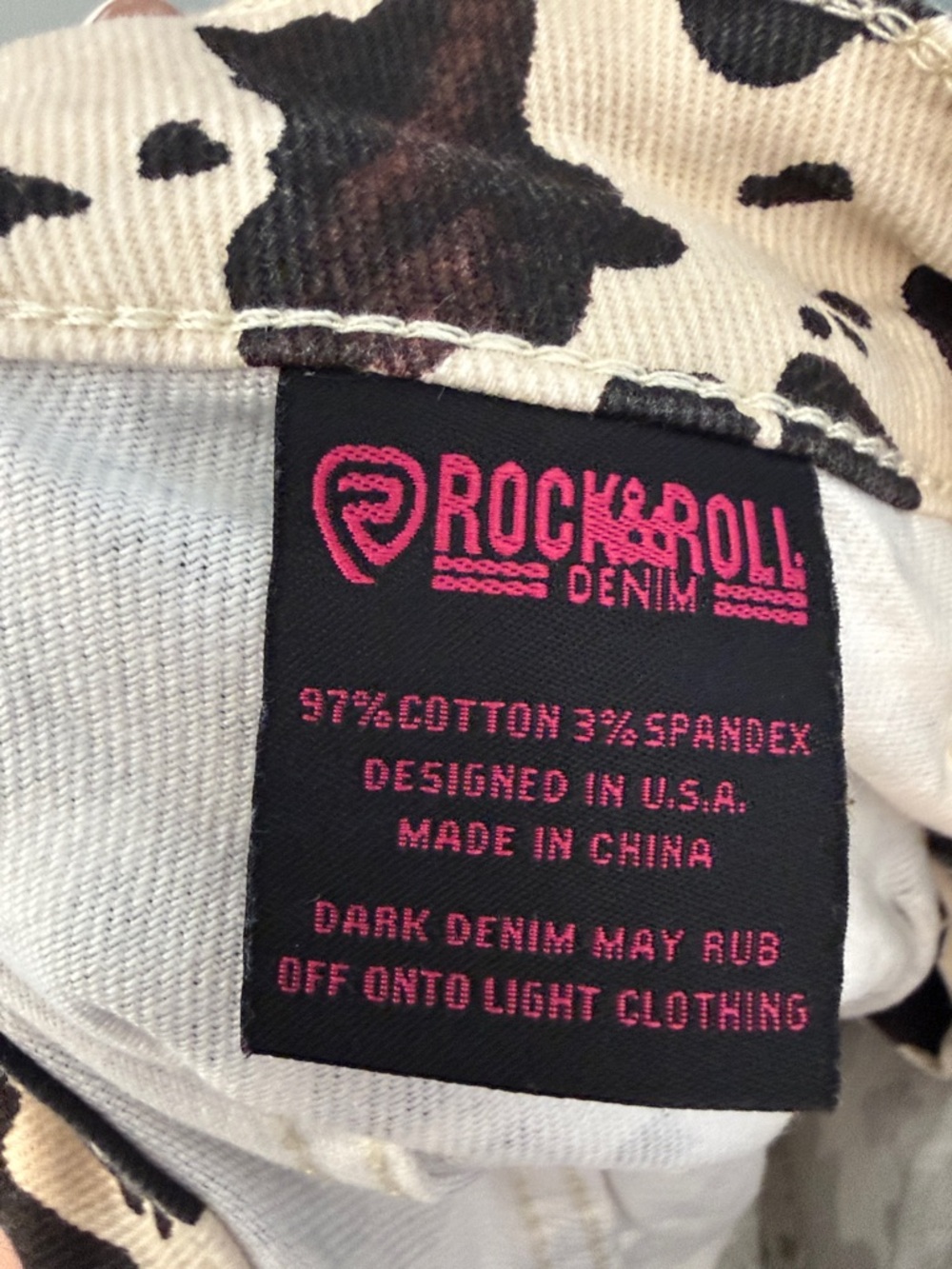 Cow-Print Flared Jeans - Black & Cream - Picture 6 of 6